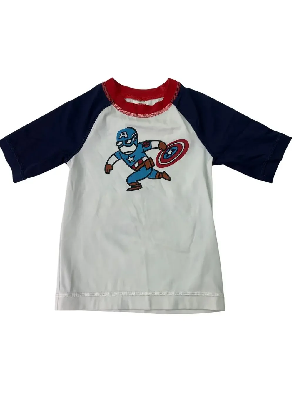Hanna Andersson Marvel Sz 3 Captain America Rash Guard Swim Shirt Superhero